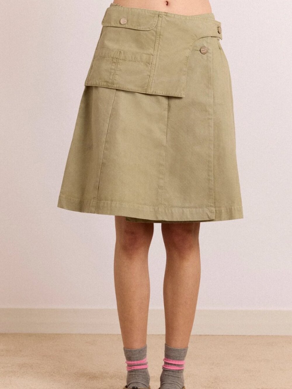 NWT Damson Madder Arabella Skirt With Removable Belt- Sage Grey